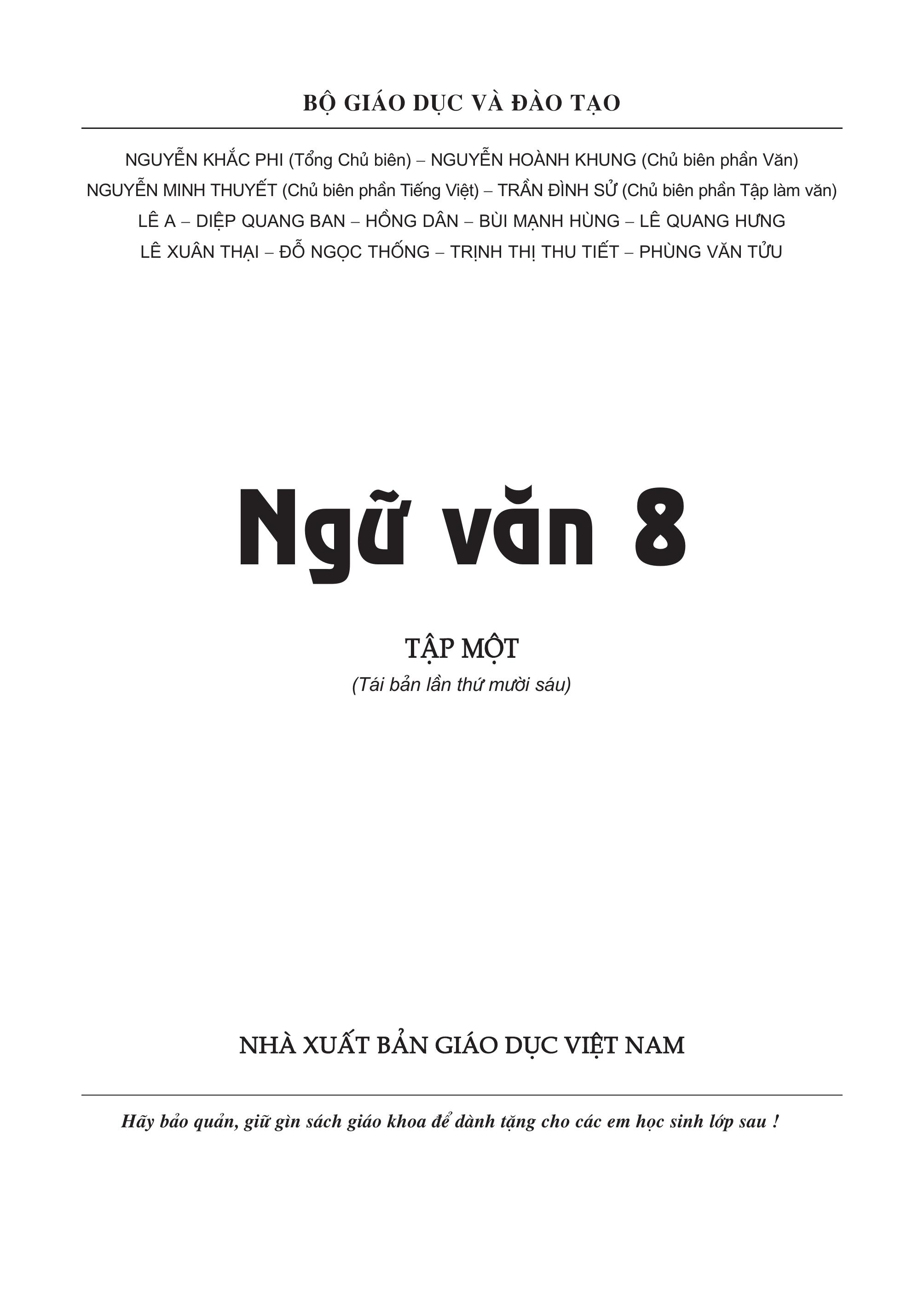 Ngữ văn lớp 8 tập 1