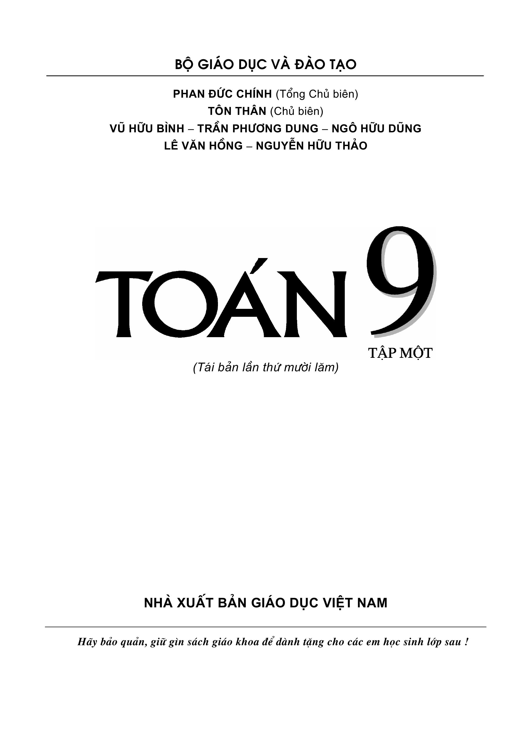 Toán lớp 9 tập 1